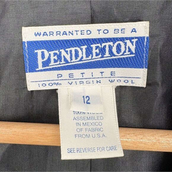 Vintage Pendleton Women's Petite Wool Blazer Jacket Size 12 Black Professional - Picture 3 of 11